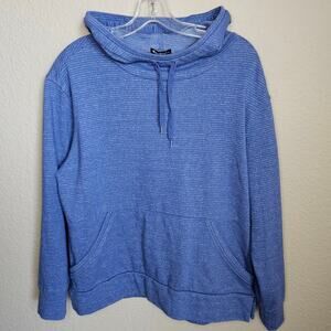 Champion Scuba Hoodie Womens L Striped Terrycloth Drawstring Pocket Athleisure